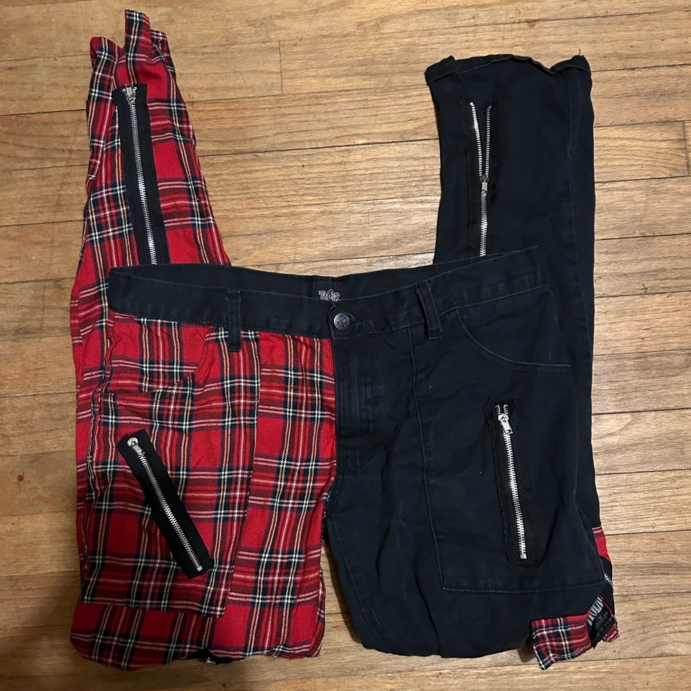 Tiger of London 28” Split Black and Tartan Pants